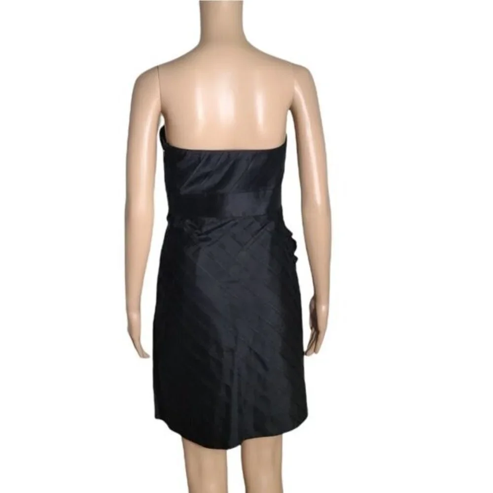 PHOEBE COUTURE Black 100% Silk Elegant Strapless Cocktail Dress Size 4 - Picture 8 of 16